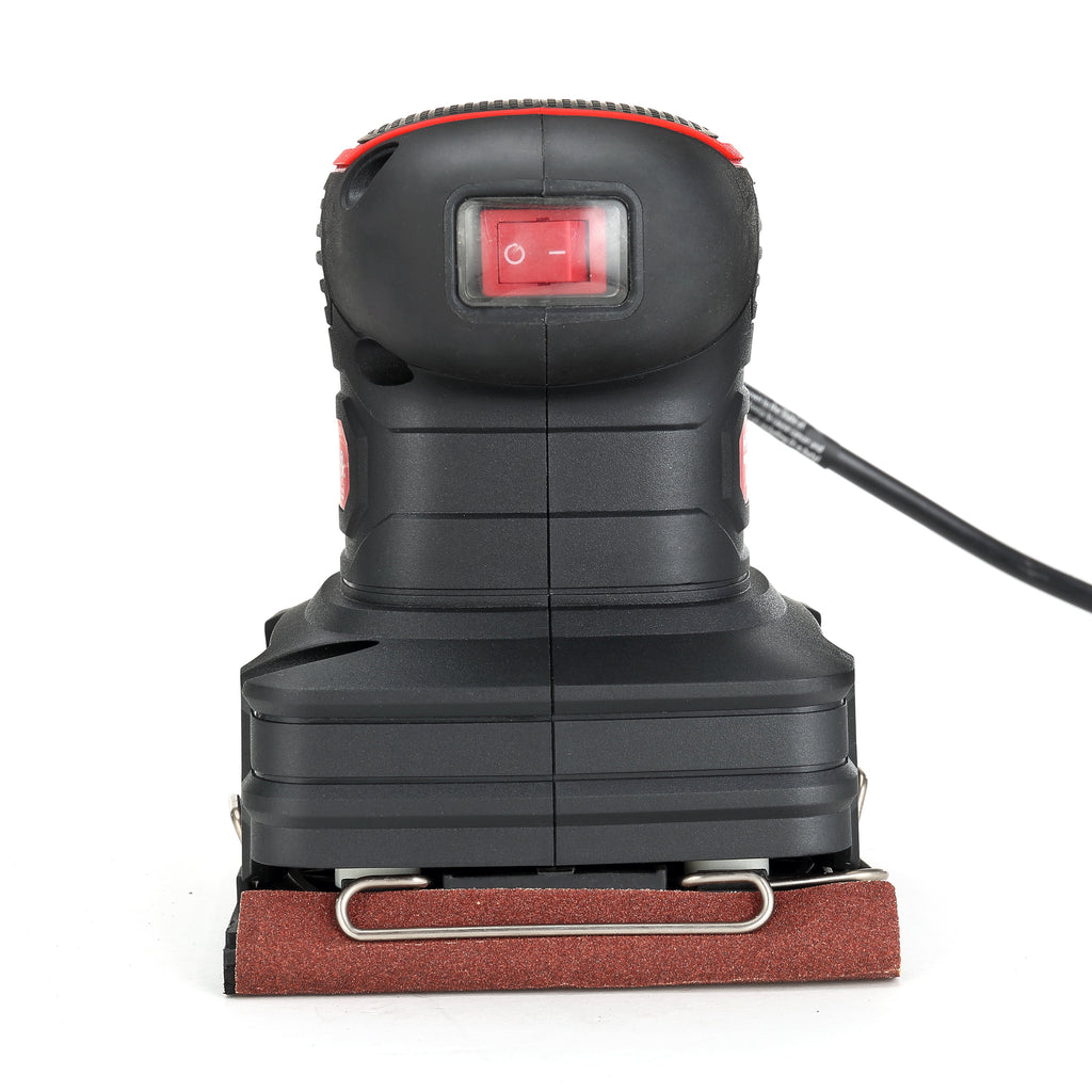 2 Amp Corded 1/4 Sheet Palm Sander with Dust Bag, Vacuum Hose Adapter, Punch Plate & 3 Sanding Sheets, New Condition